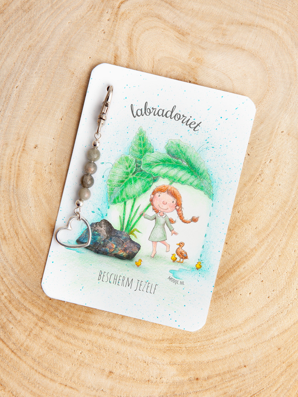 mooqi edelsteenhanger labradoriet met hart