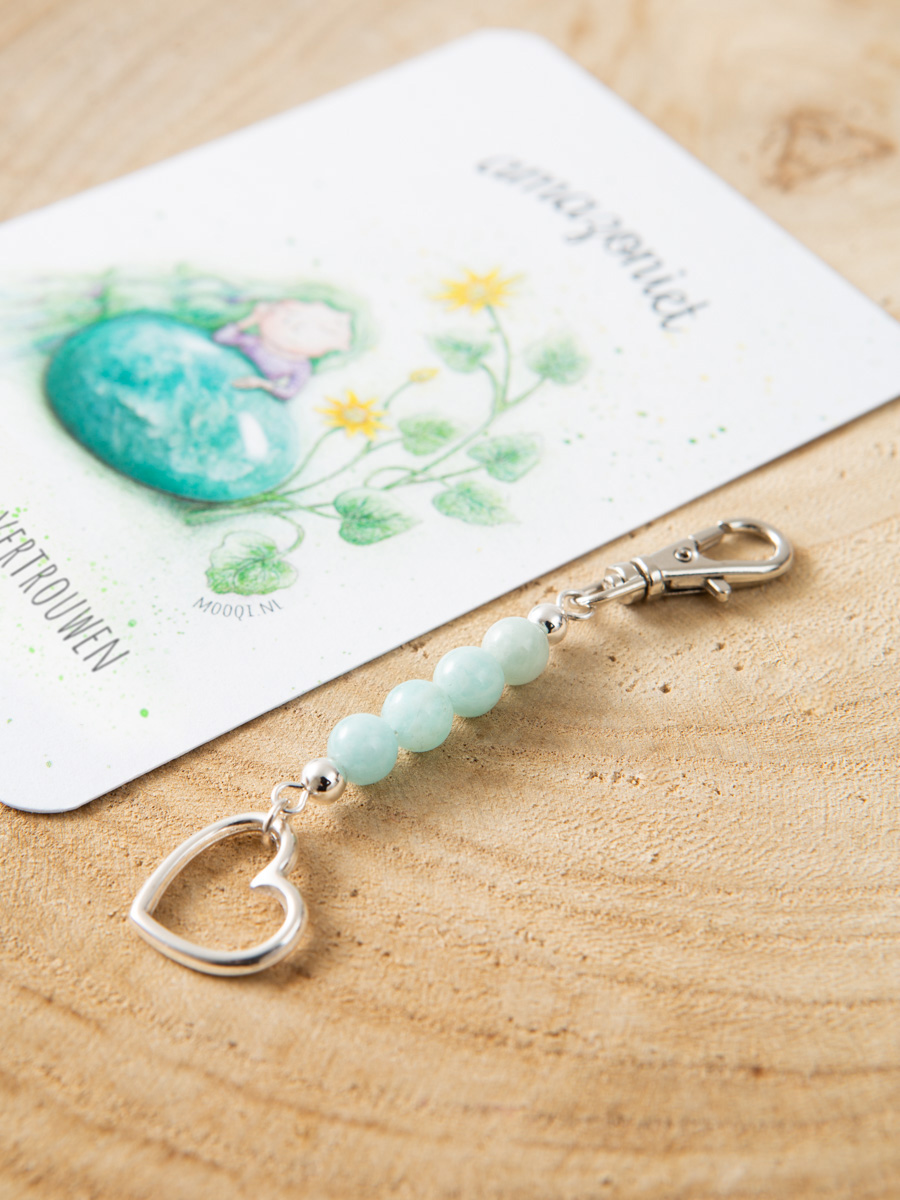 mooqi edelsteenhanger met hart amazoniet